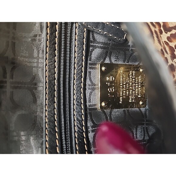 Rafe New York Leopard Print Black Tan Calf Hair Leather Clutch Wristlet - Picture 5 of 7